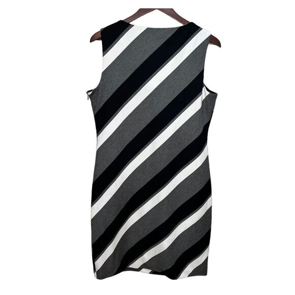 CALVIN Klein Grey  Striped Dress Size 14 - Picture 2 of 7